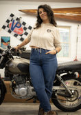 Load image into Gallery viewer, Meowtorcycle Club - Cropped hooded long sleeve shirt - Latte