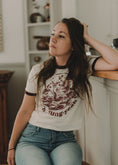 Load image into Gallery viewer, Oh, Fung-Yeah - unisex ringer t-shirt in creme and burgundy