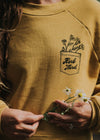 Herb Nerd - Vintaged Cropped Raglan Fleece in Chamomile