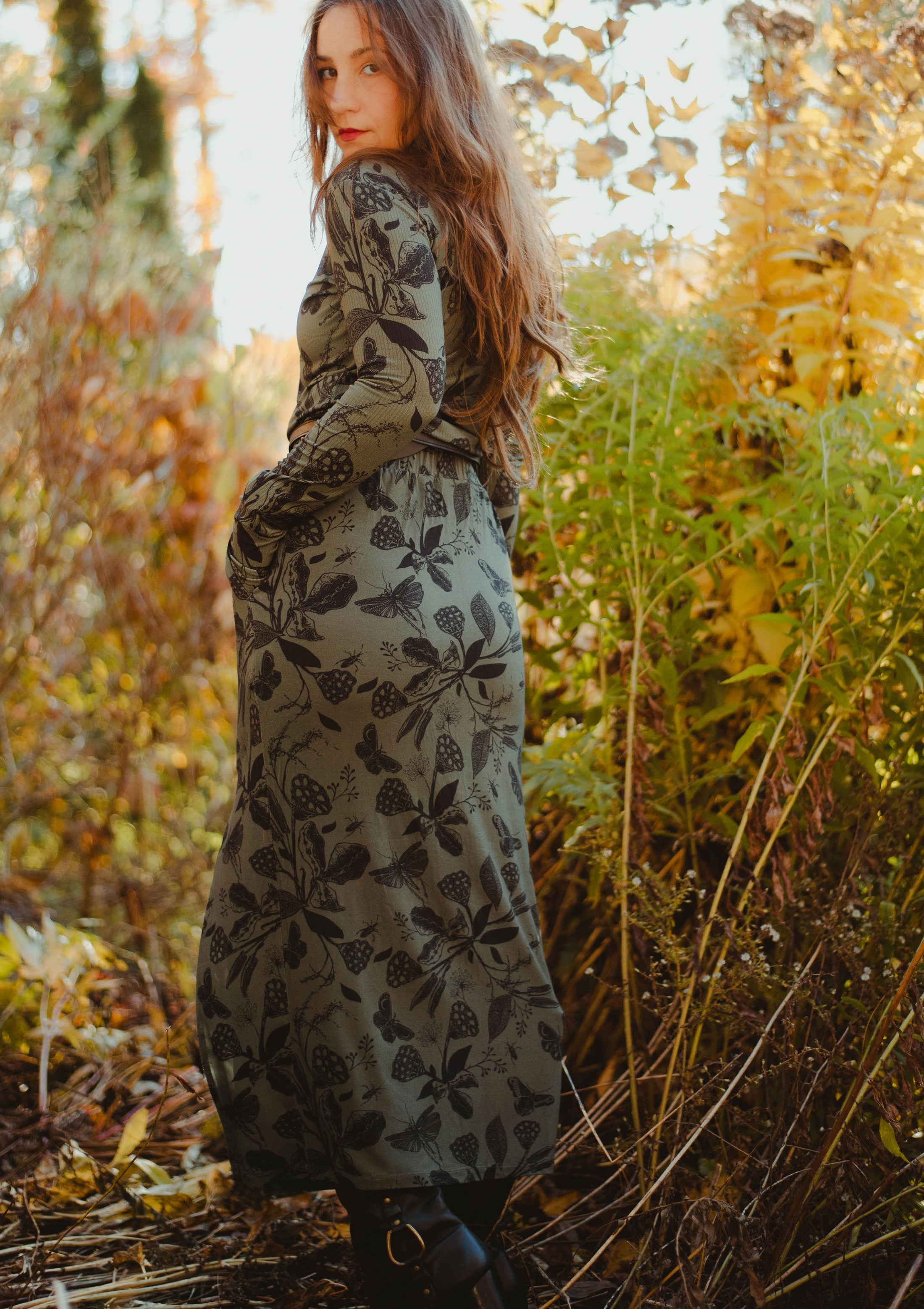 Pencil Midi Skirt - Banquet Regale - Bamboo Jersey