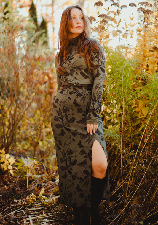 Pencil Midi Skirt - Banquet Regale - Bamboo Jersey