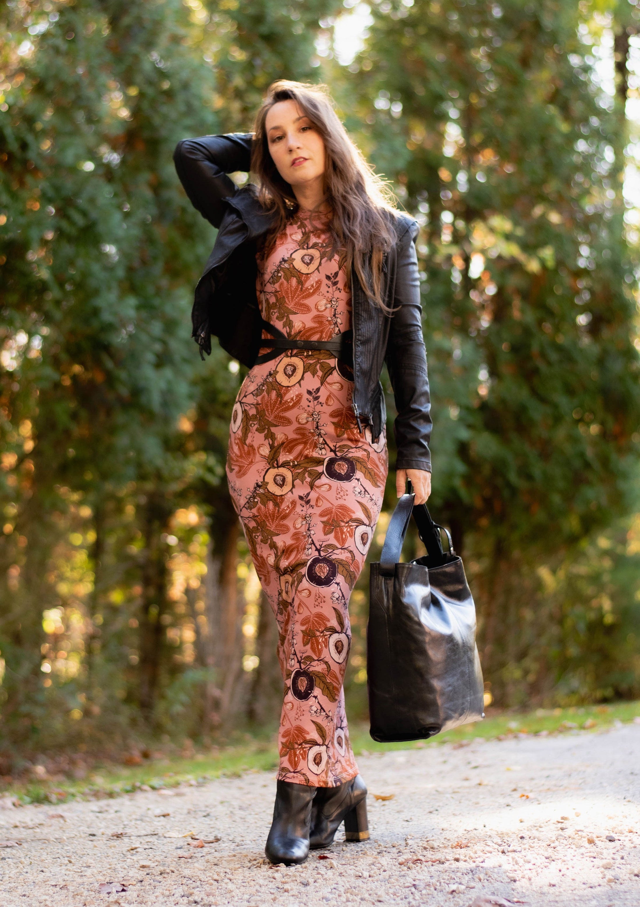 Fruit Queen Blush- Column Dress - Bamboo Jersey