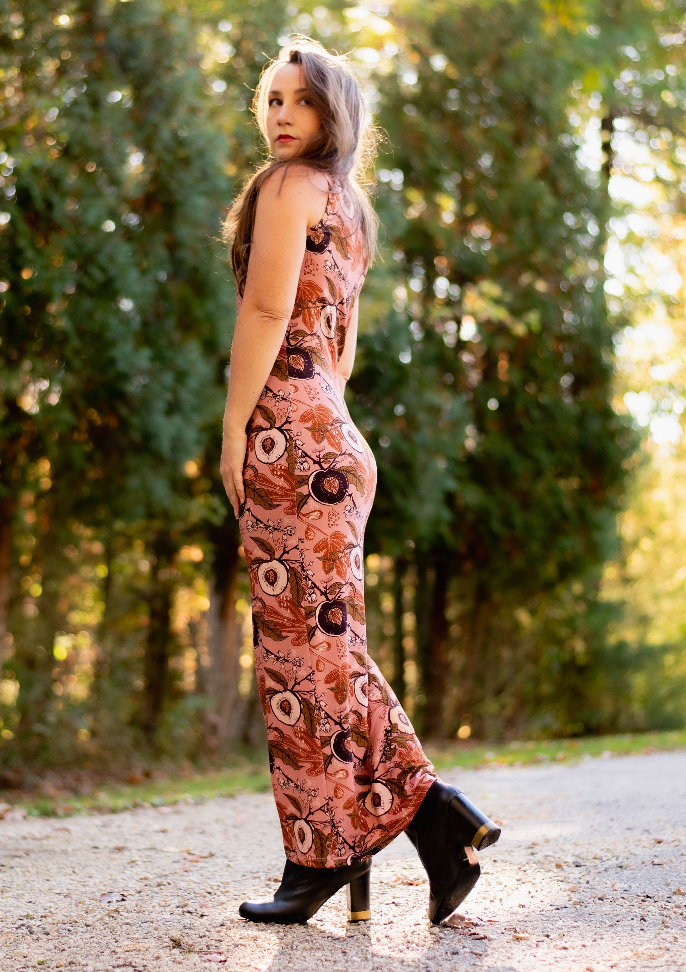 Fruit Queen Blush- Column Dress - Bamboo Jersey