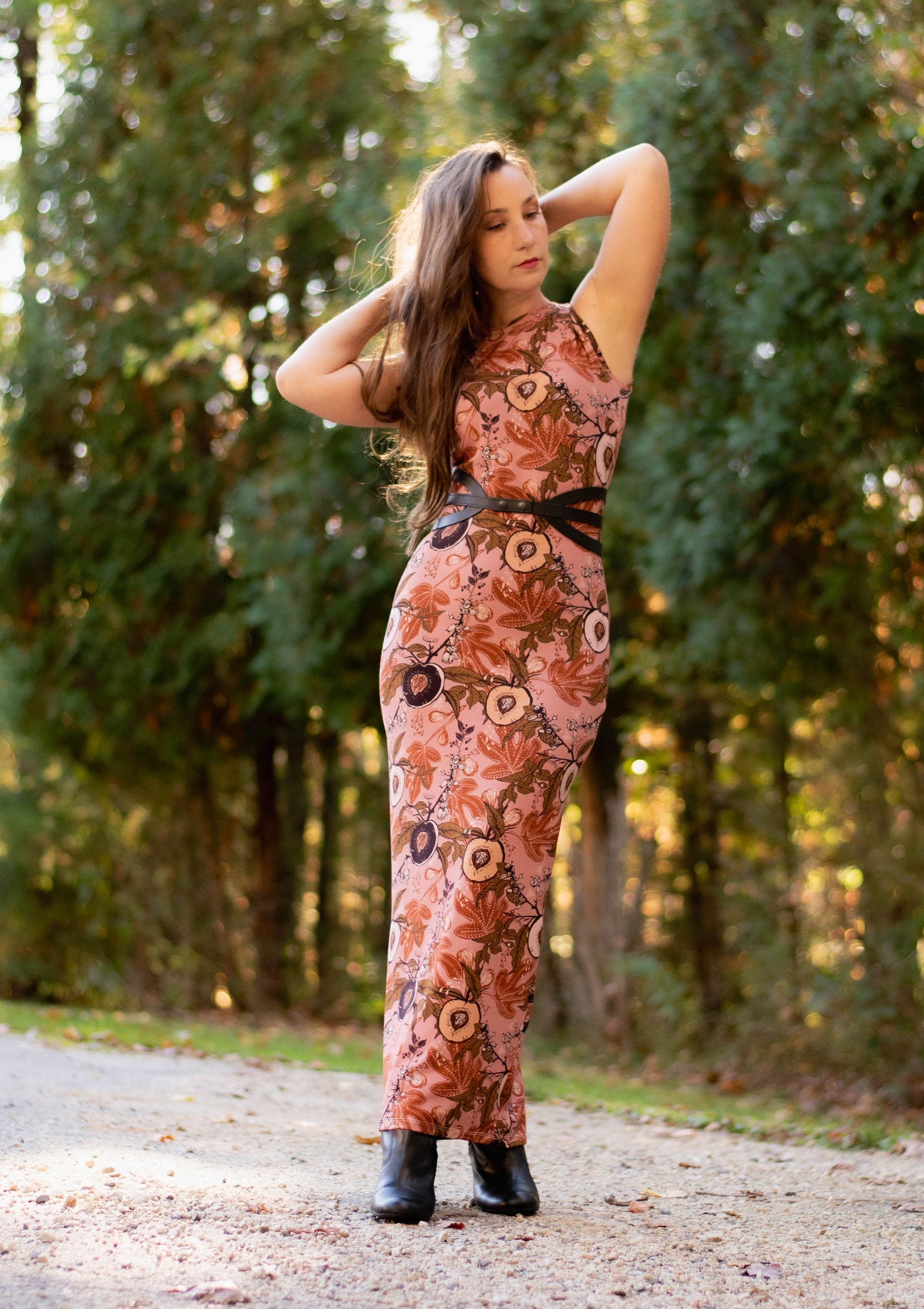 Fruit Queen Blush- Column Dress - Bamboo Jersey