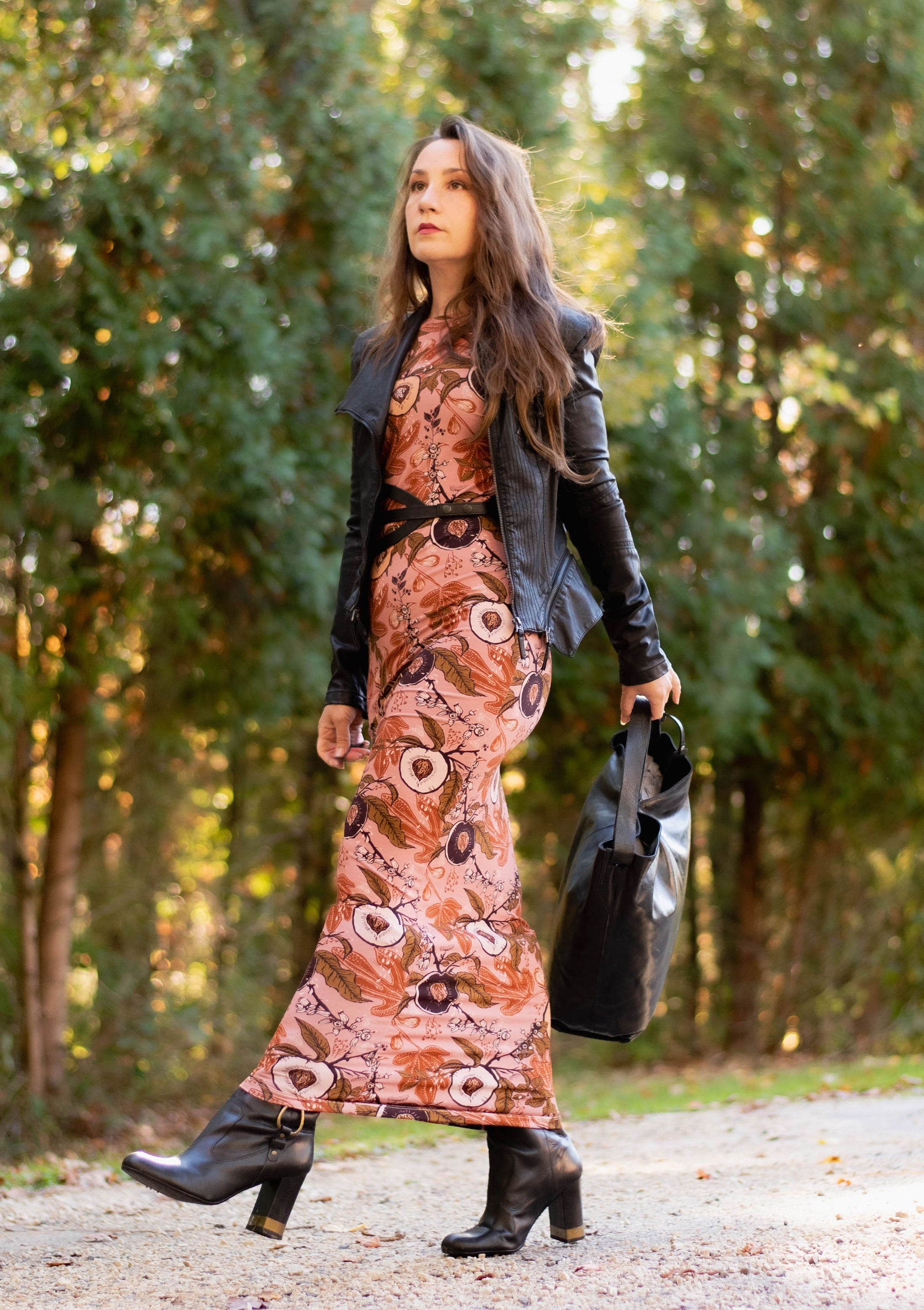 Fruit Queen Blush- Column Dress - Bamboo Jersey