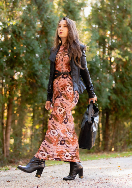 Fruit Queen Blush- Column Dress - Bamboo Jersey