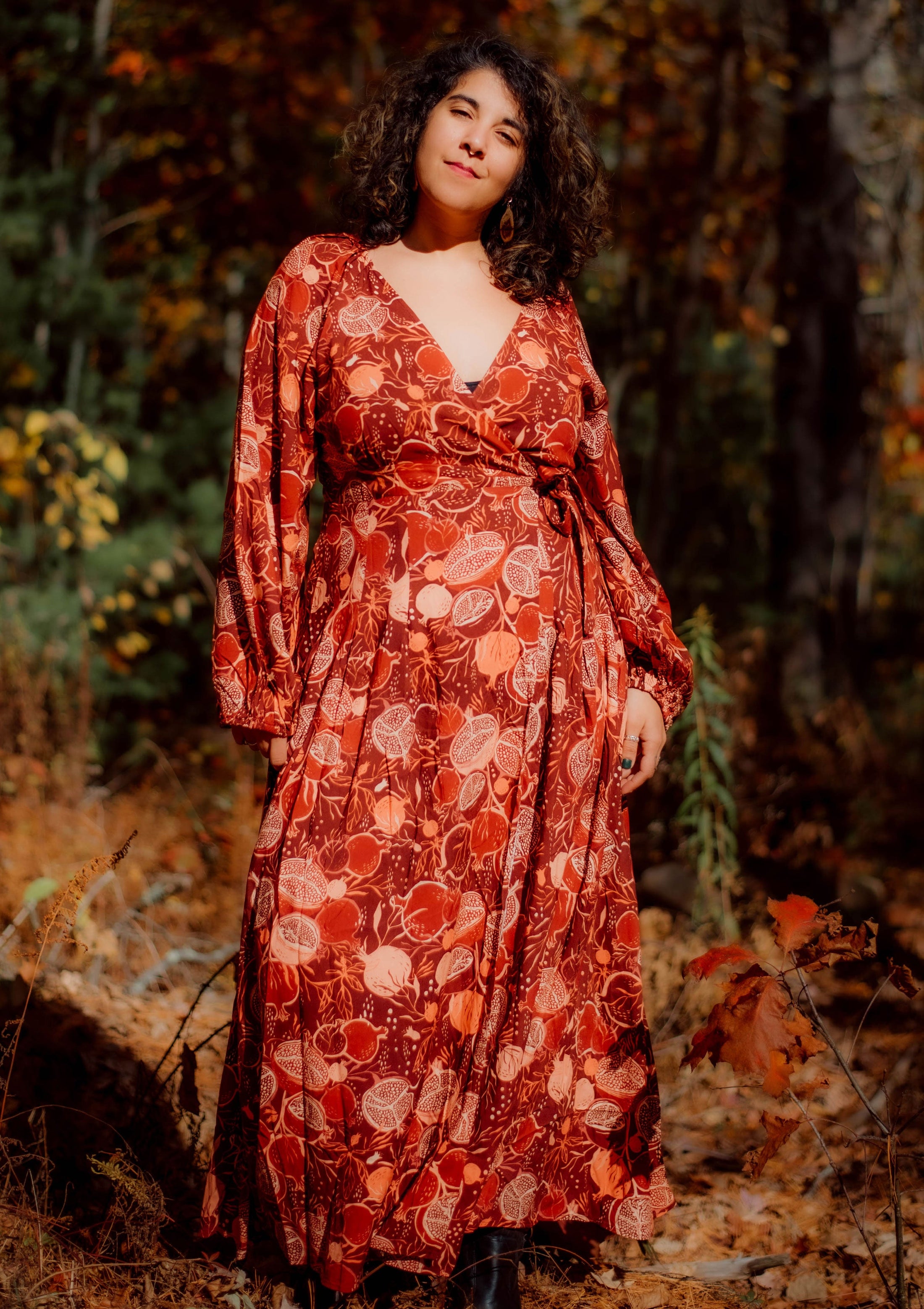 Morrigan Wrap Dress - Night Pomegranate