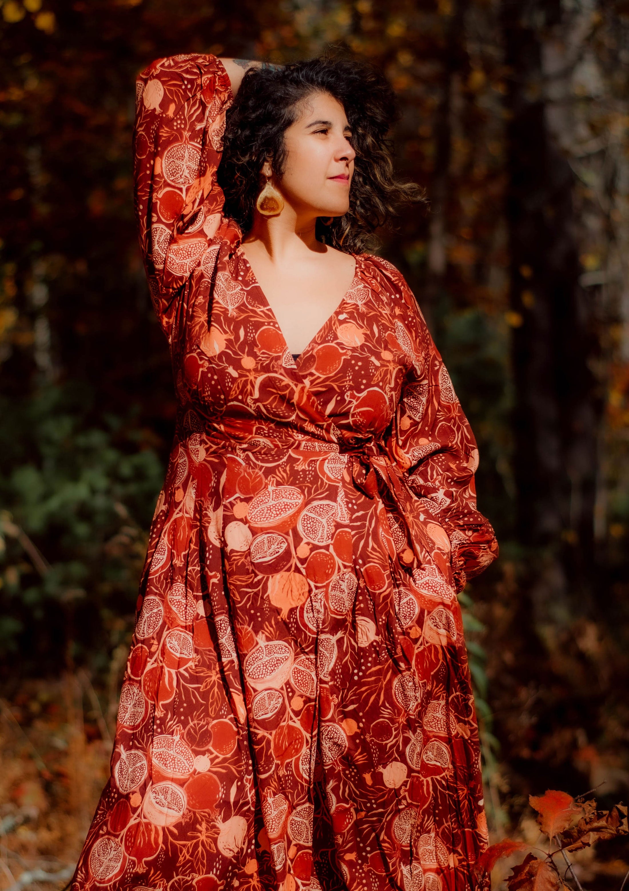 Morrigan Wrap Dress - Night Pomegranate