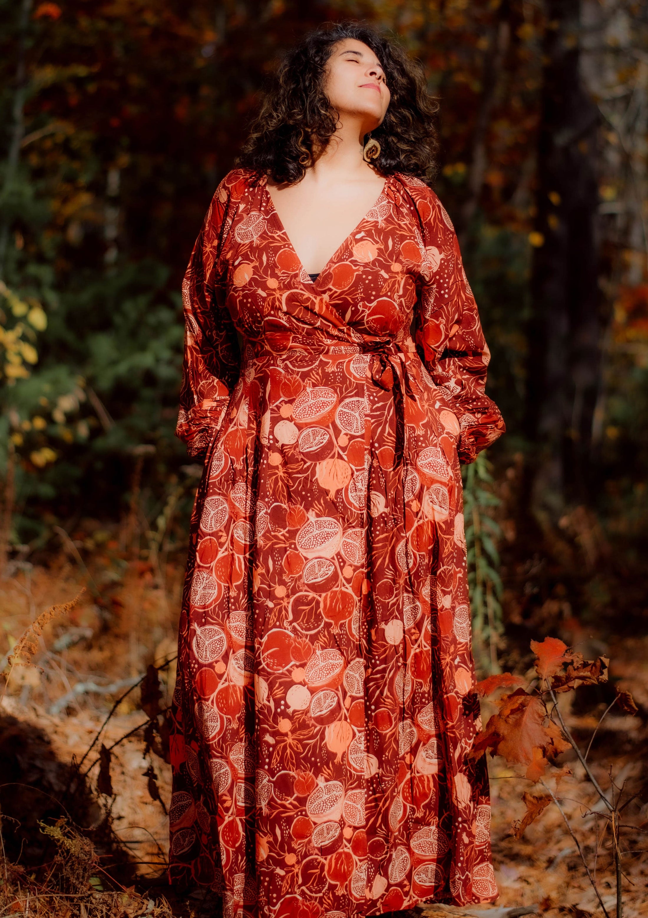 Morrigan Wrap Dress - Night Pomegranate