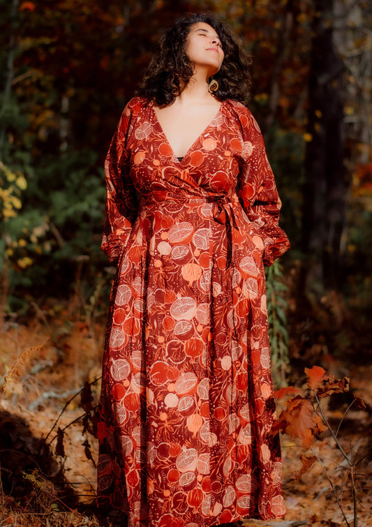 Morrigan Wrap Dress - Night Pomegranate
