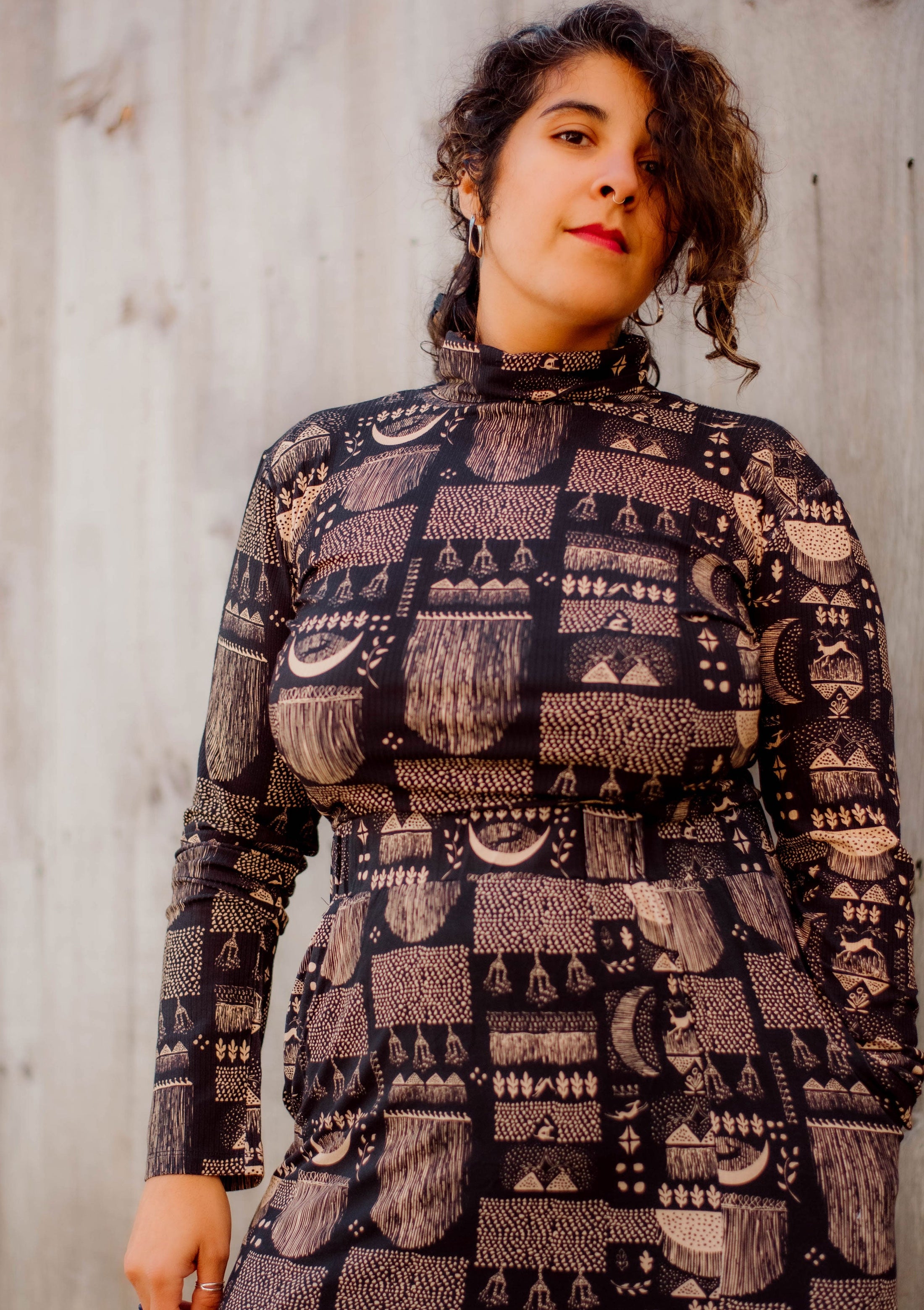 Rabbit Moon - Turtleneck Top- Bamboo Rib Knit