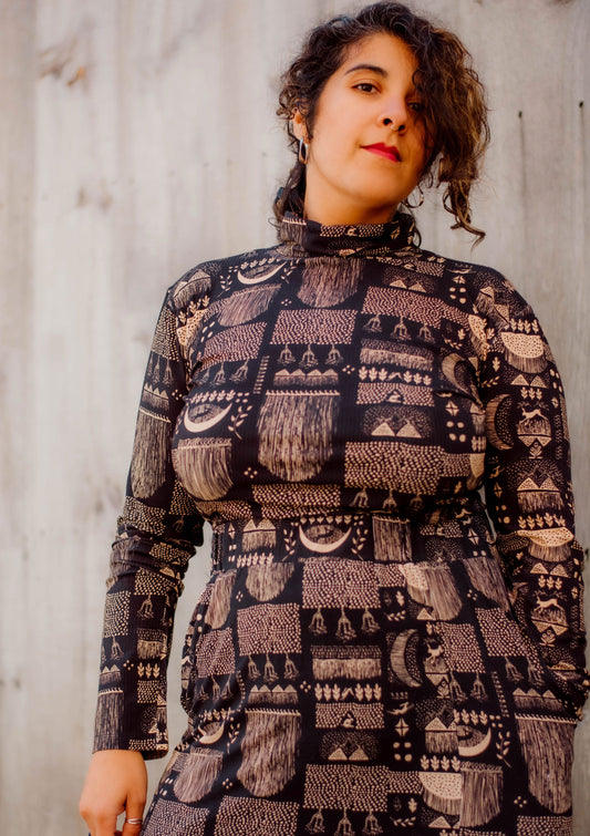 Rabbit Moon - Turtleneck Top- Bamboo Rib Knit