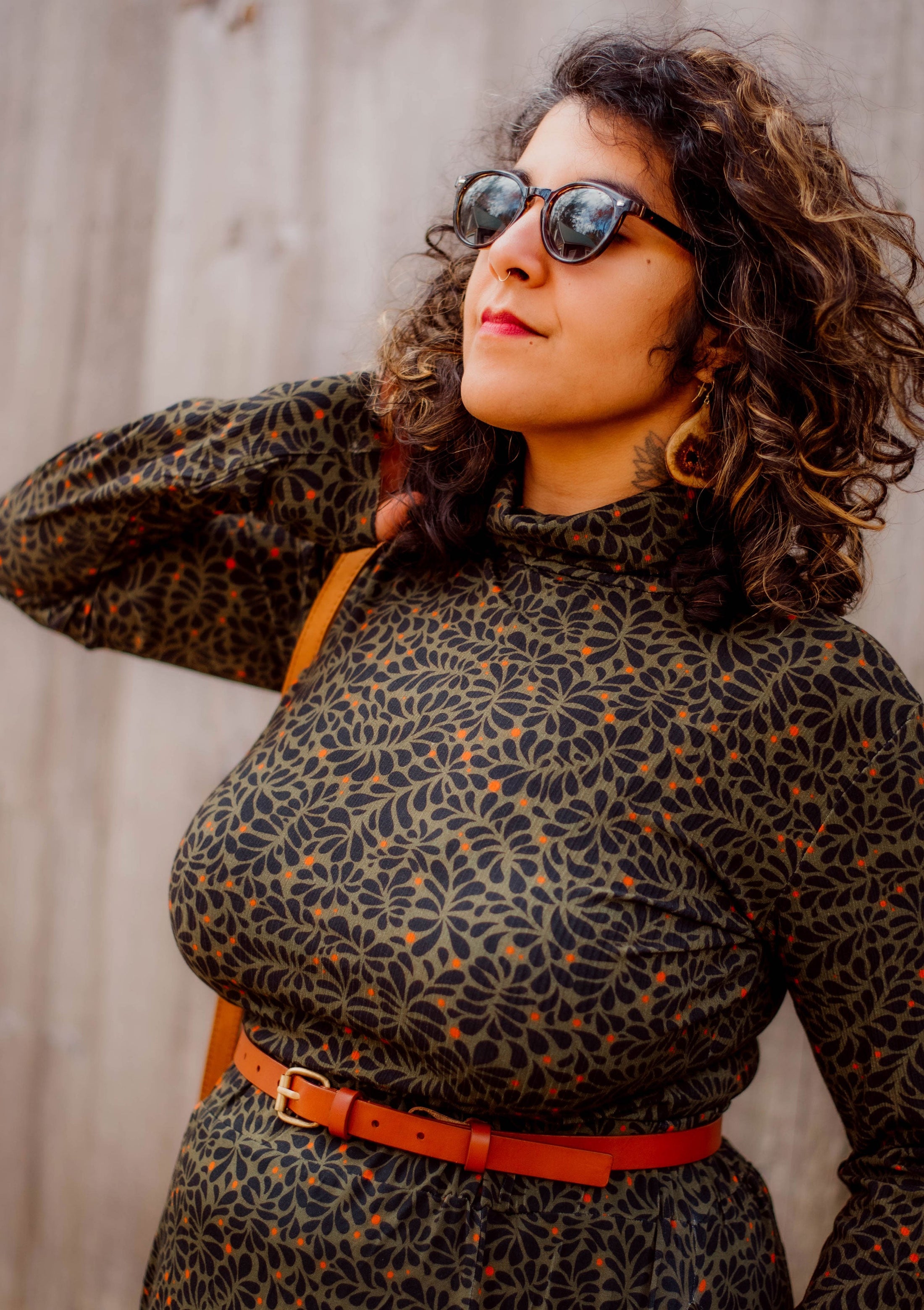 Sea Kelp- Turtleneck Top- Bamboo Rib Knit