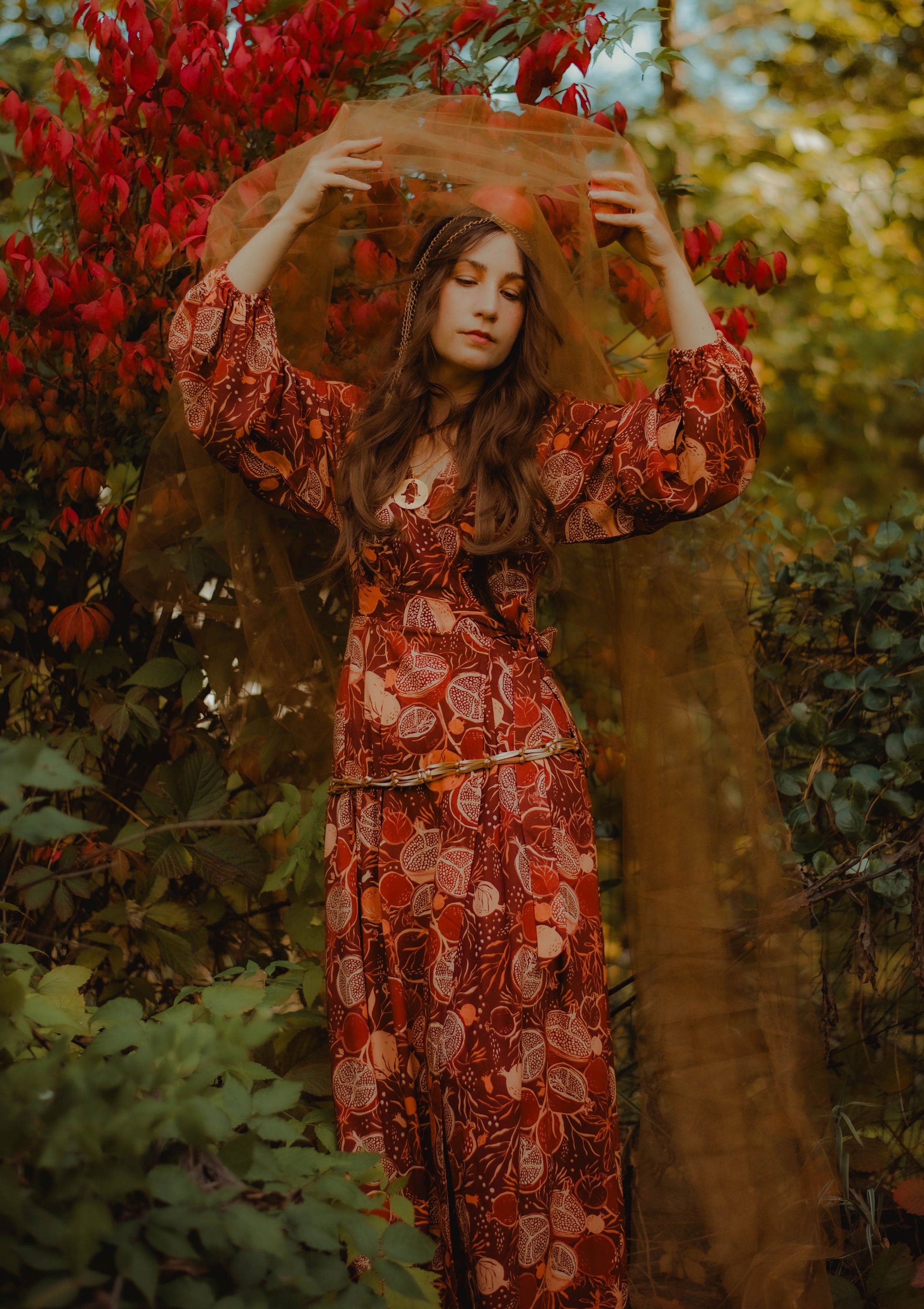 Morrigan Wrap Dress - Night Pomegranate