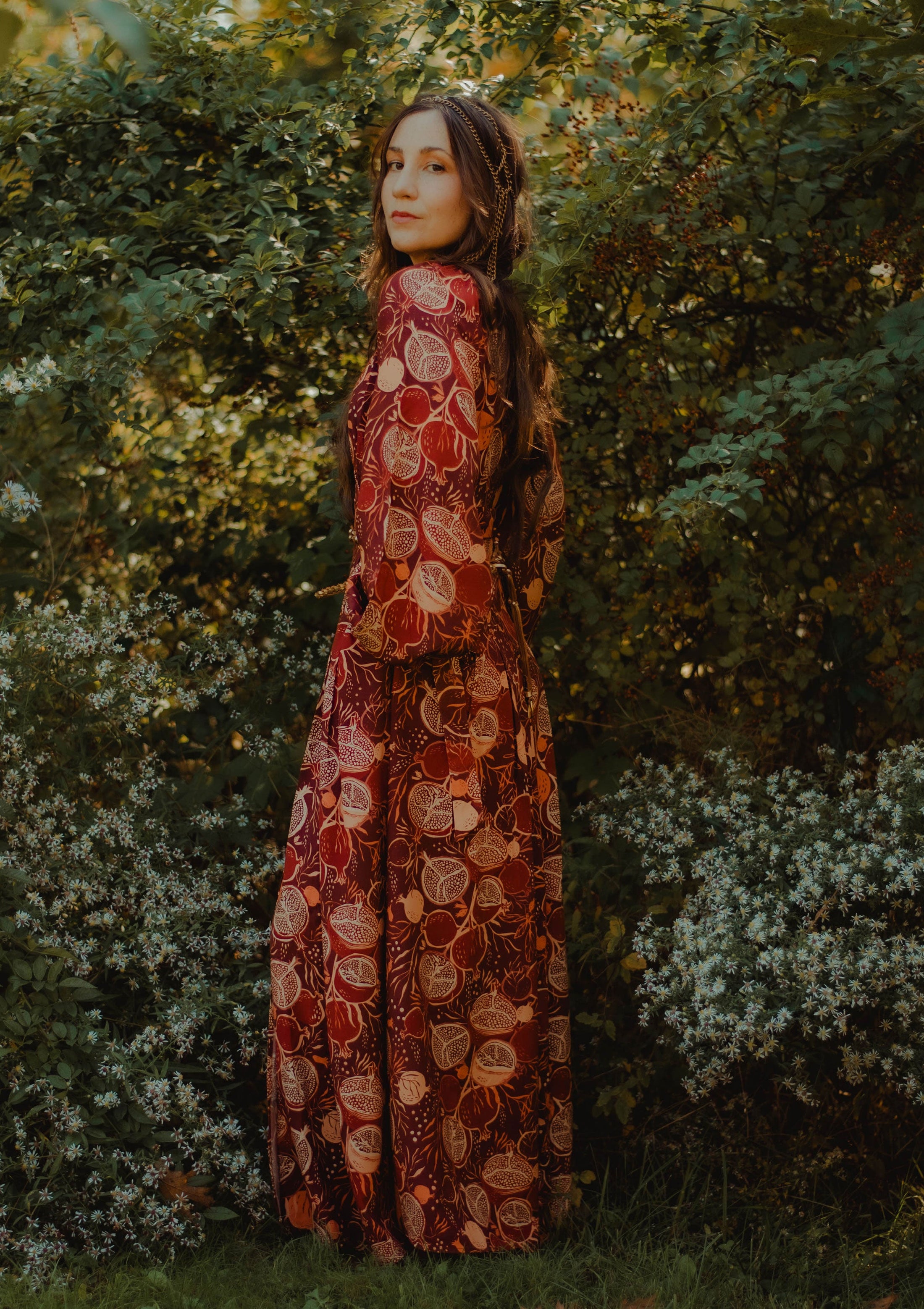 Morrigan Wrap Dress - Night Pomegranate