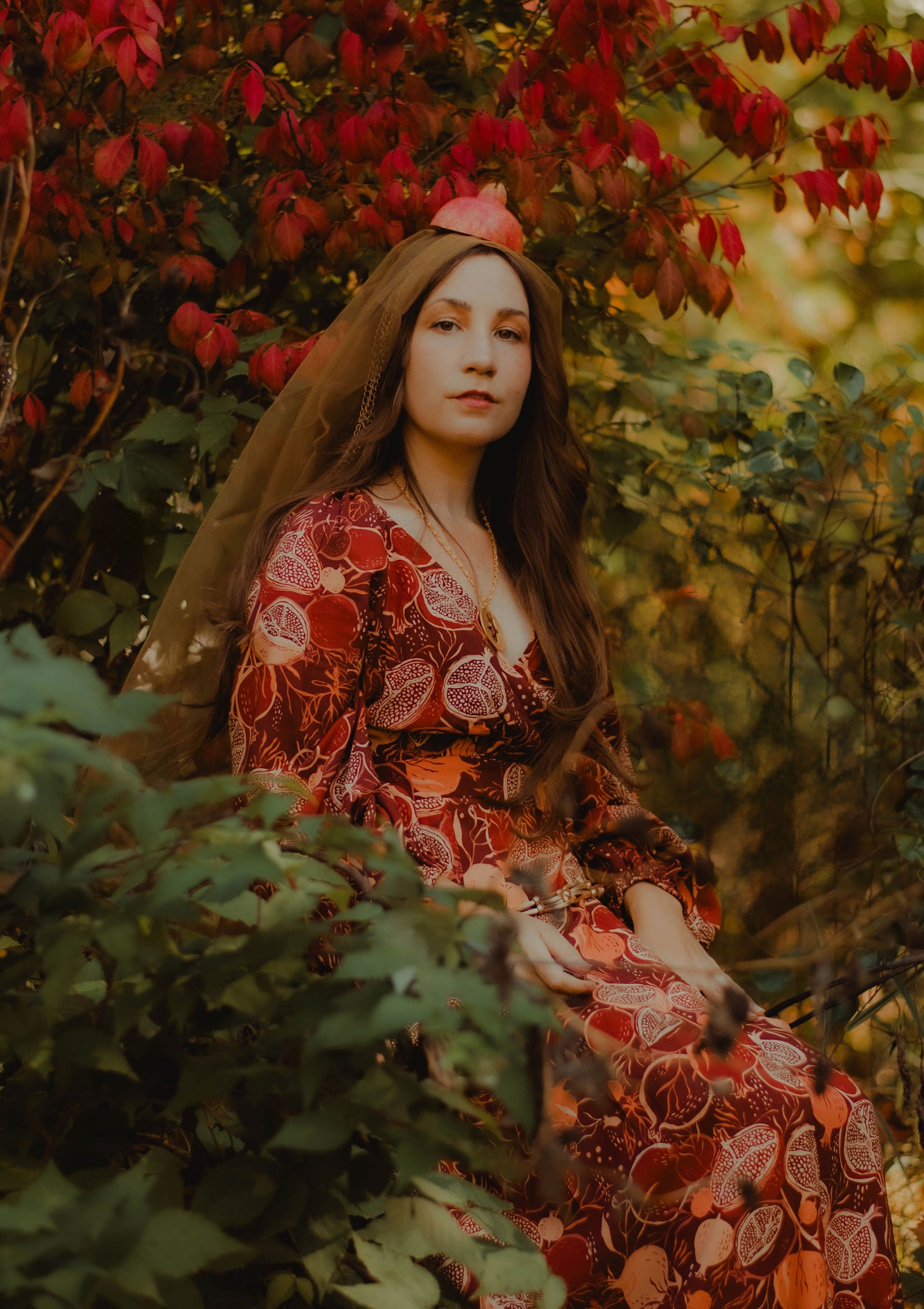 Morrigan Wrap Dress - Night Pomegranate