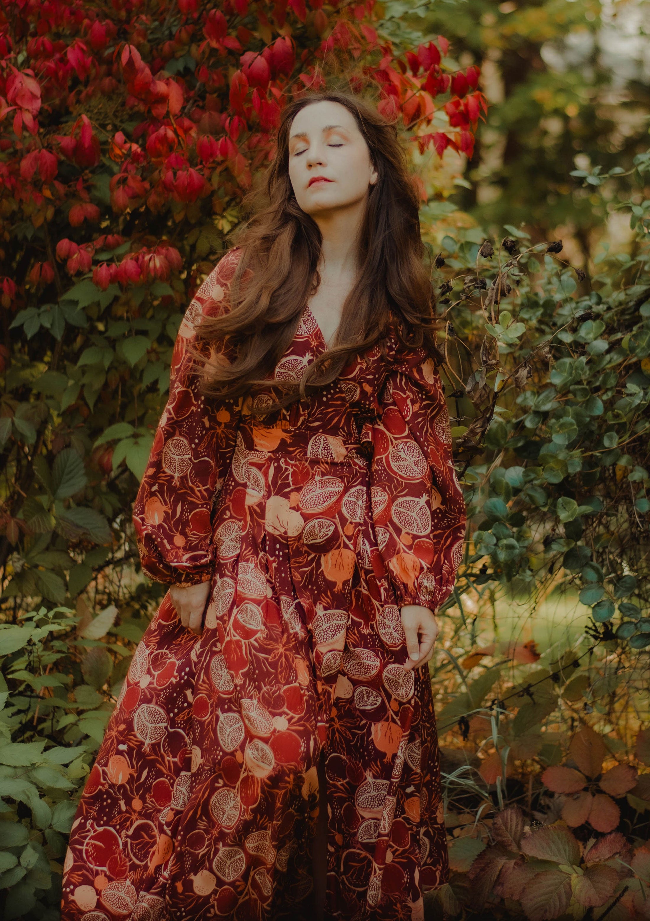 Morrigan Wrap Dress - Night Pomegranate