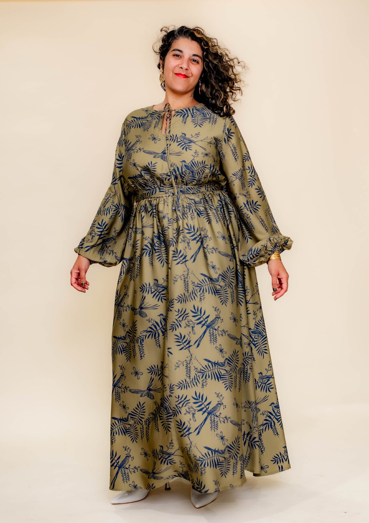 Solenne Gown in Dark Nightingale - Tencel Satin