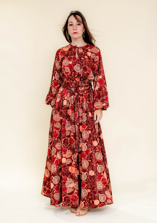 Solenne Gown in Night Pomegranate - Tencel Satin