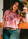 Load image into Gallery viewer, Feral Babe Society® - Vintage Venom - Full length Unisex t-shirt in Desert Rose
