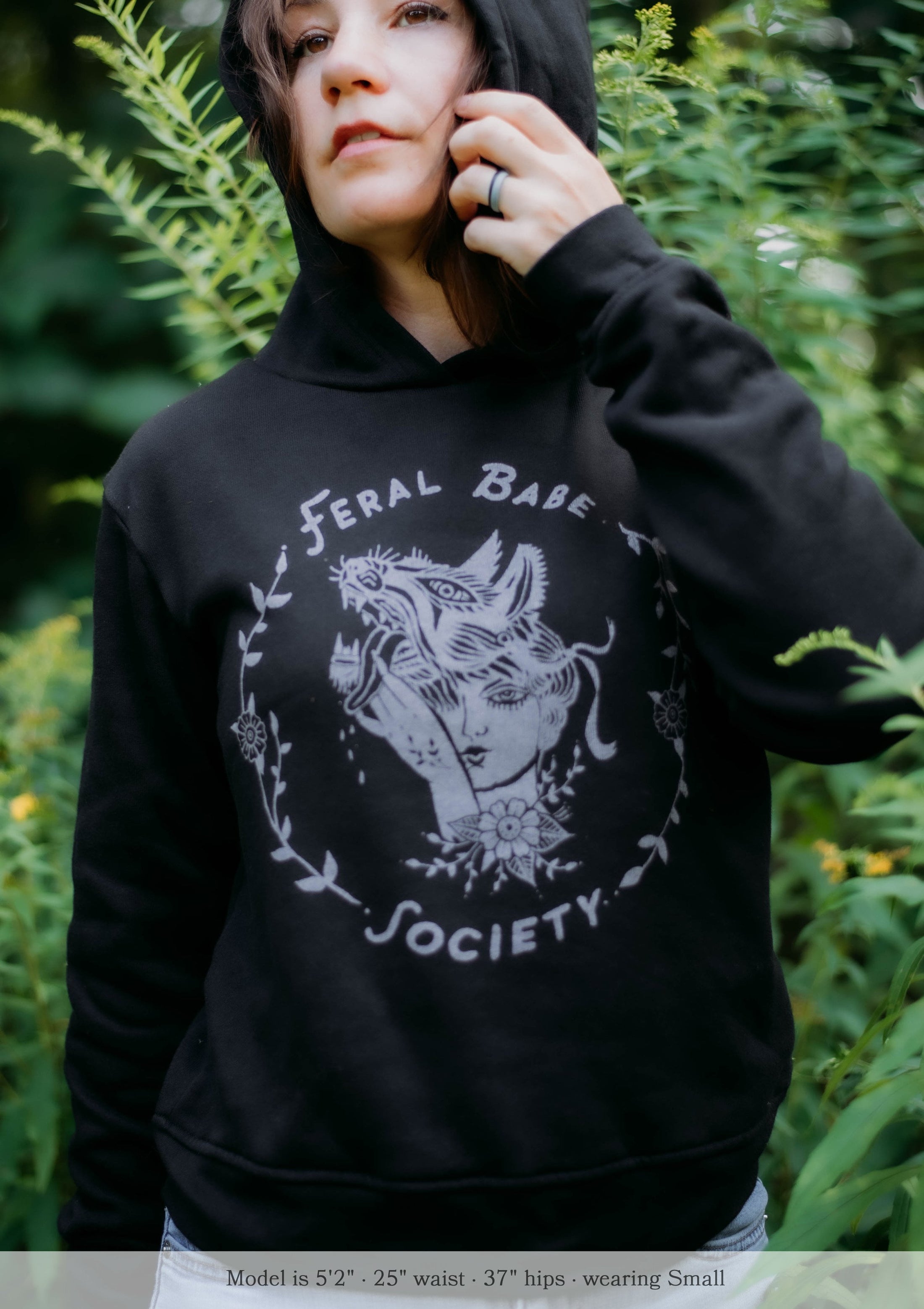 Feral Babe Society®  - Hoodie in Vintaged Black