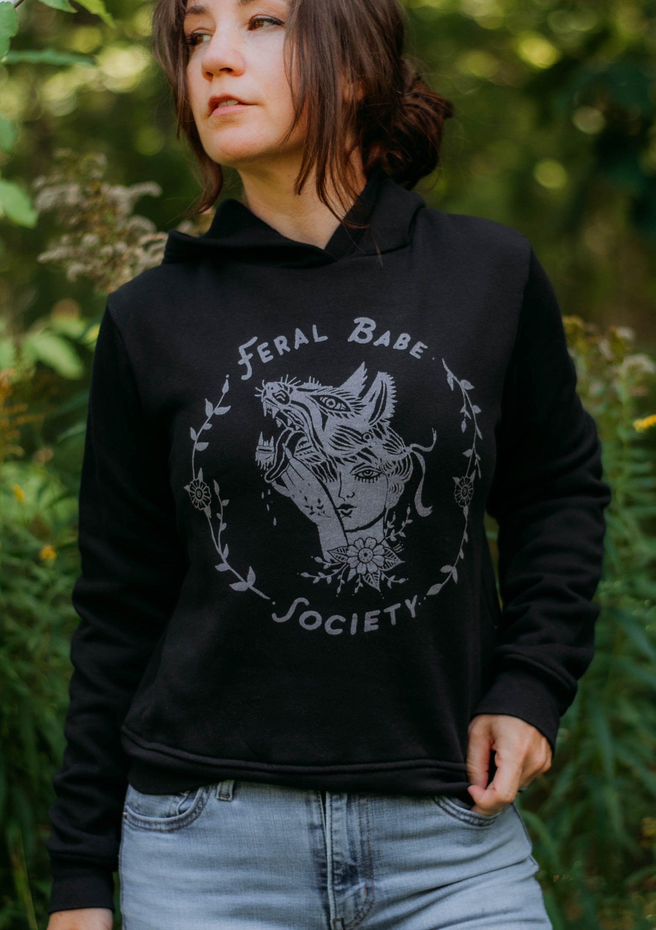 Feral Babe Society®  - Hoodie in Vintaged Black