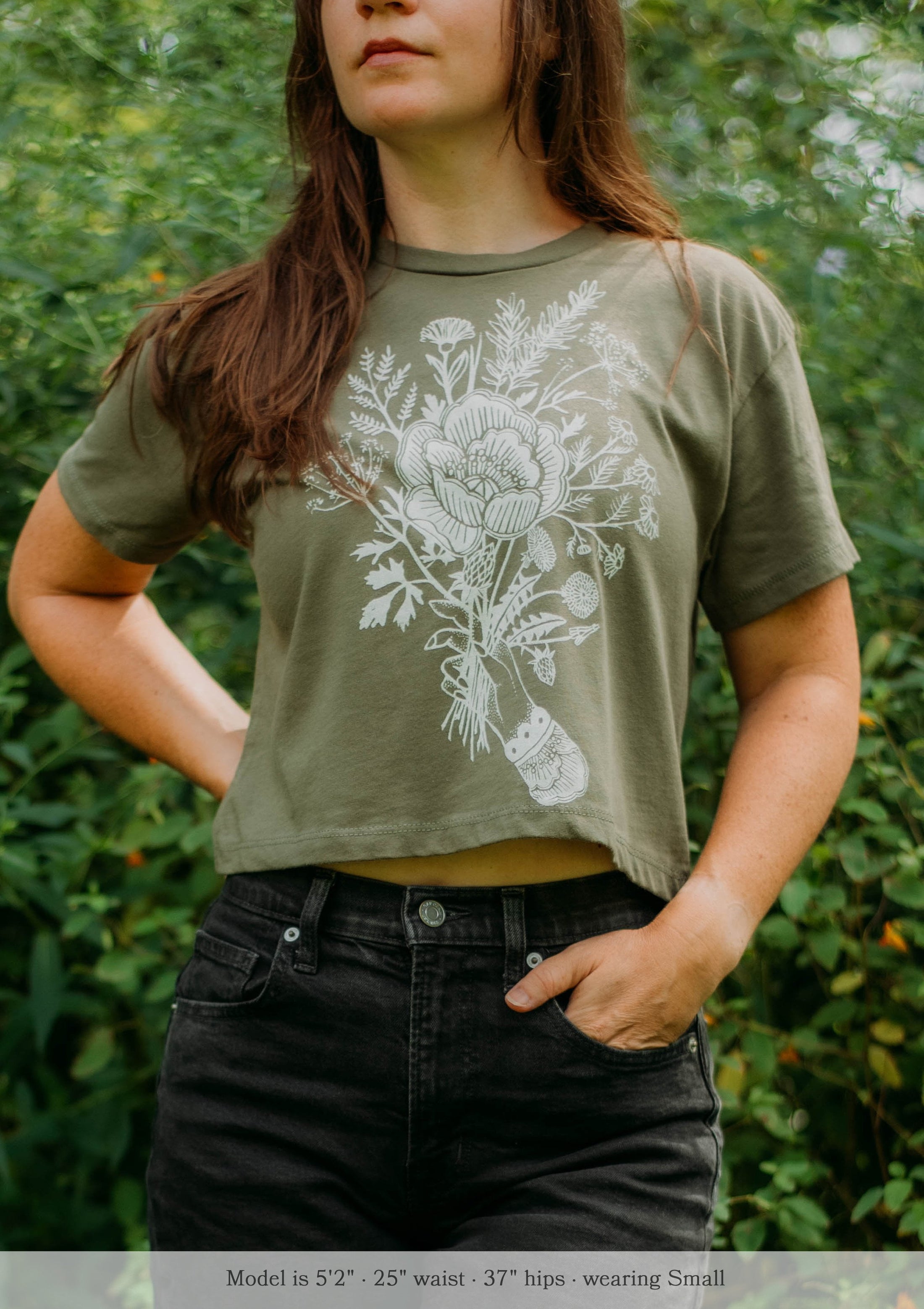 Herb Nerd - Vintaged Cropped Tee in Sage
