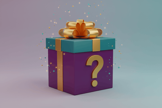 mystery box, present box with question mark on it