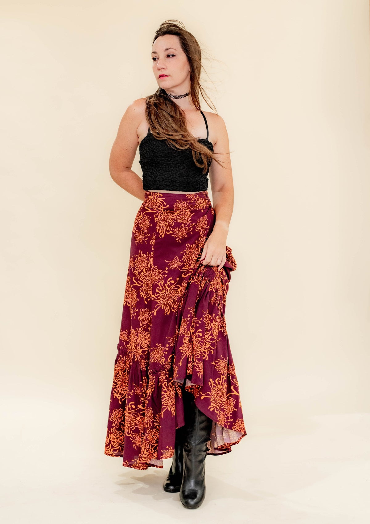 Coyote wrap skirt - in Molten Bloom
