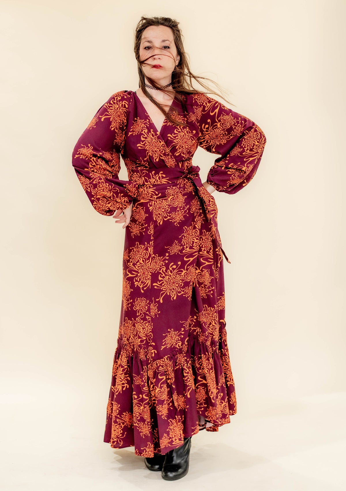 Coyote wrap skirt - in Molten Bloom
