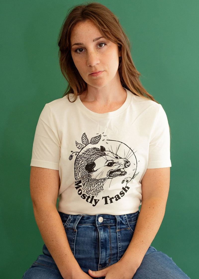 Mostly Trash - Relaxed Womens t-shirt in creme