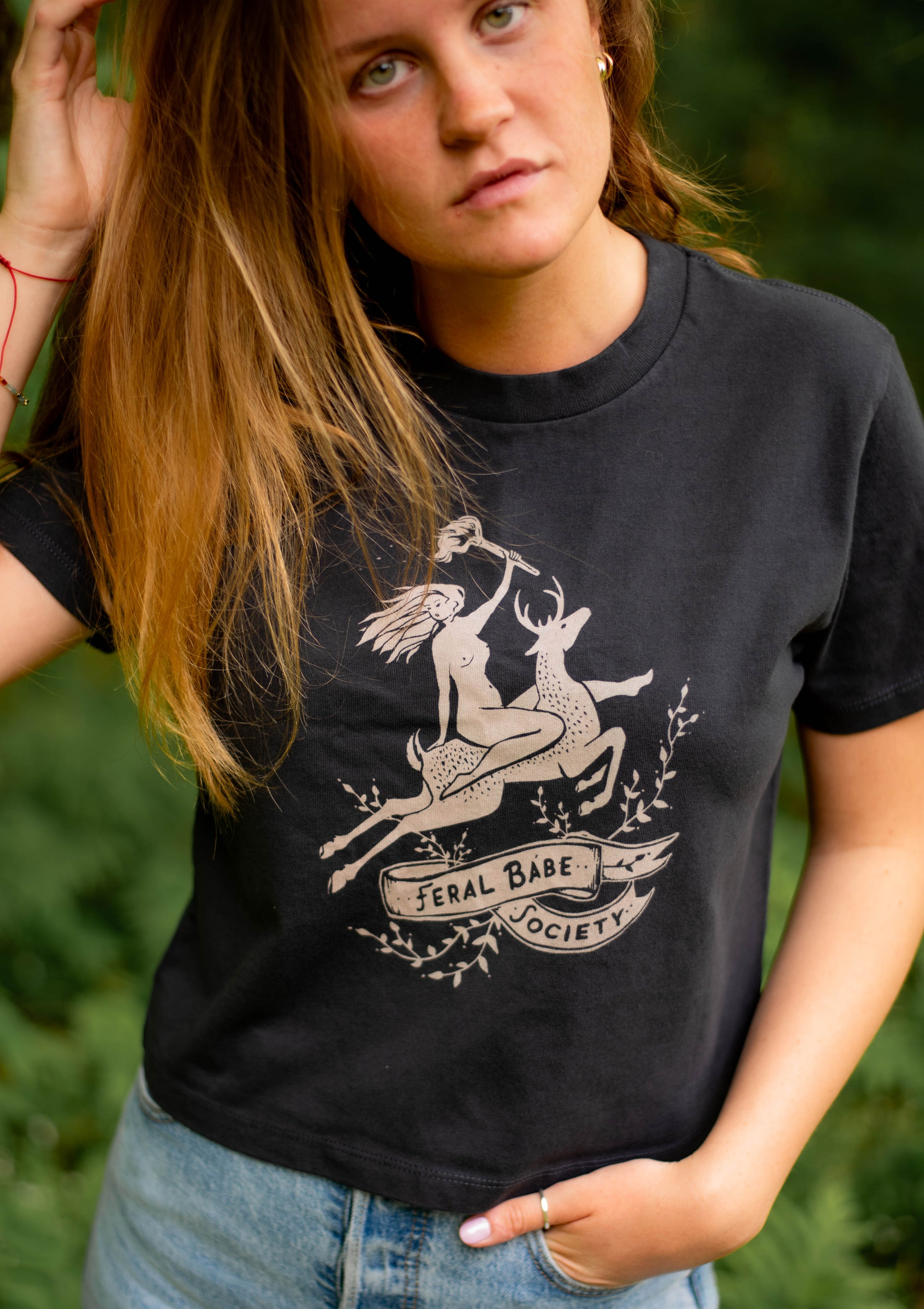 Feral Babe Society® - Wild Ride - Heavyweight Boxy Tee Charcoal – Simka Sol