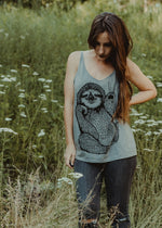 Peace Out Sloth - womens flowy tank top - 5% Donated to Wildlife